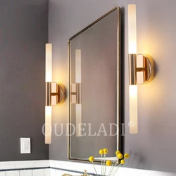 Modern metal tube pipe up down wall lamps Bedroom foyer washroom living room wall sconce toilet bathroom LED mirror light