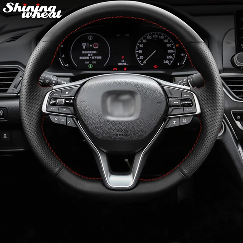 Shining wheat Hand-stitched Black Artificial Leather Car Steering Wheel Cover for Honda Accord 10 2018 2019 Insight 2019