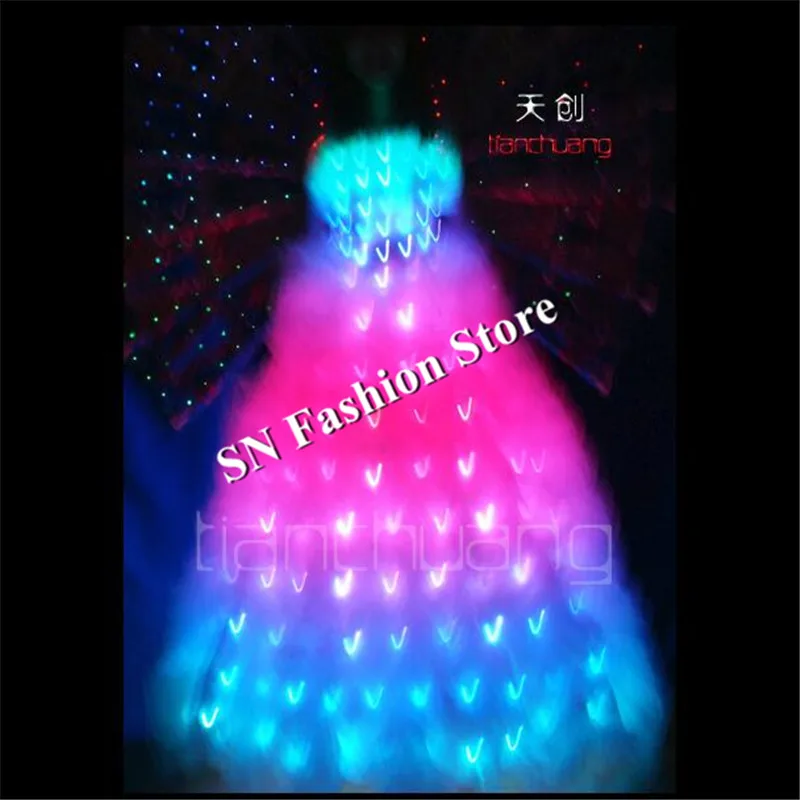 TC-21 Full color LED colorful light ballroom costumes party RGB skirt wear dance ballet programmable wedding bar dress cloth dj