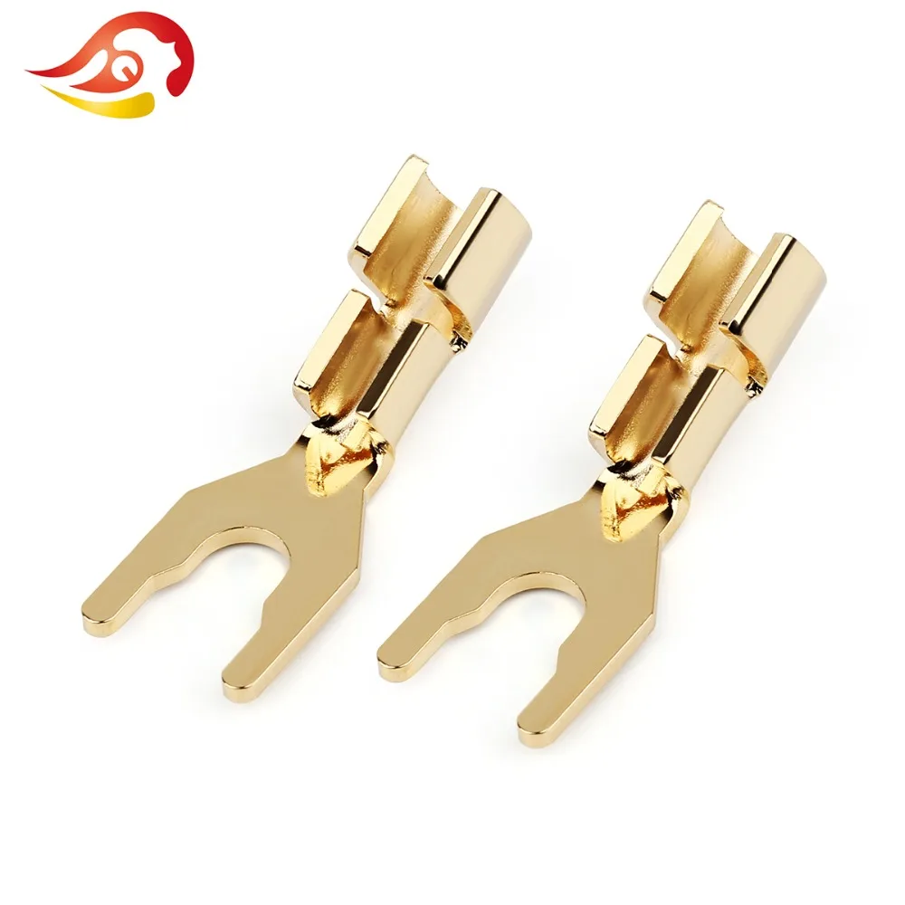 QYFANG Copper Banana Plug U/Y Type Spade Speaker Audio Jack Screw Splitter Fork Wire Connector Amplifier Terminal Binding Post