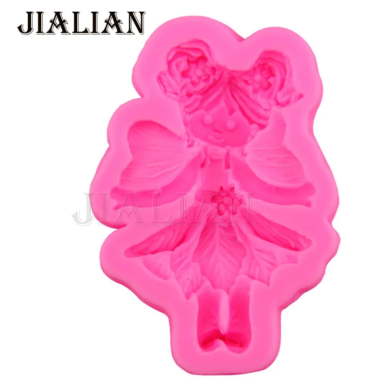 3D Lovely angel girl\Flower Fairy Fondant chocolate silicone mold for cake decorating tools kitchen Baking accessories T-0867