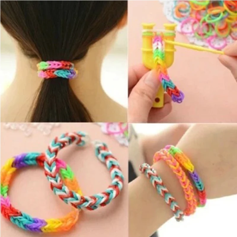 DIY Rubber Bands Bracelet for Kids, Loom Bands, Recarga Rubber Band, Make Woven Bracelet, Presente de Natal, 2019