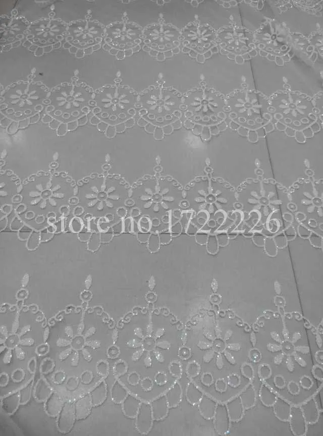 5 yards white mesh wedding fabric nice mesh lace shining flower hand print  for lady sawing/wedding dress/veil,send by dhl