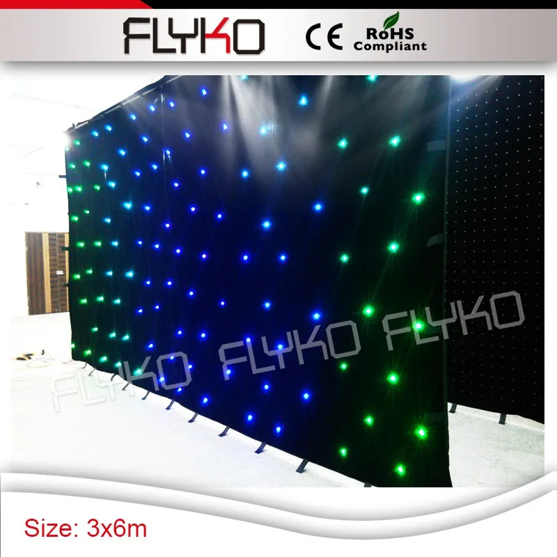 

Factory direct on sale free shipping SD controller 3x6m fireproof velvet multi color LED star drape for holiday time