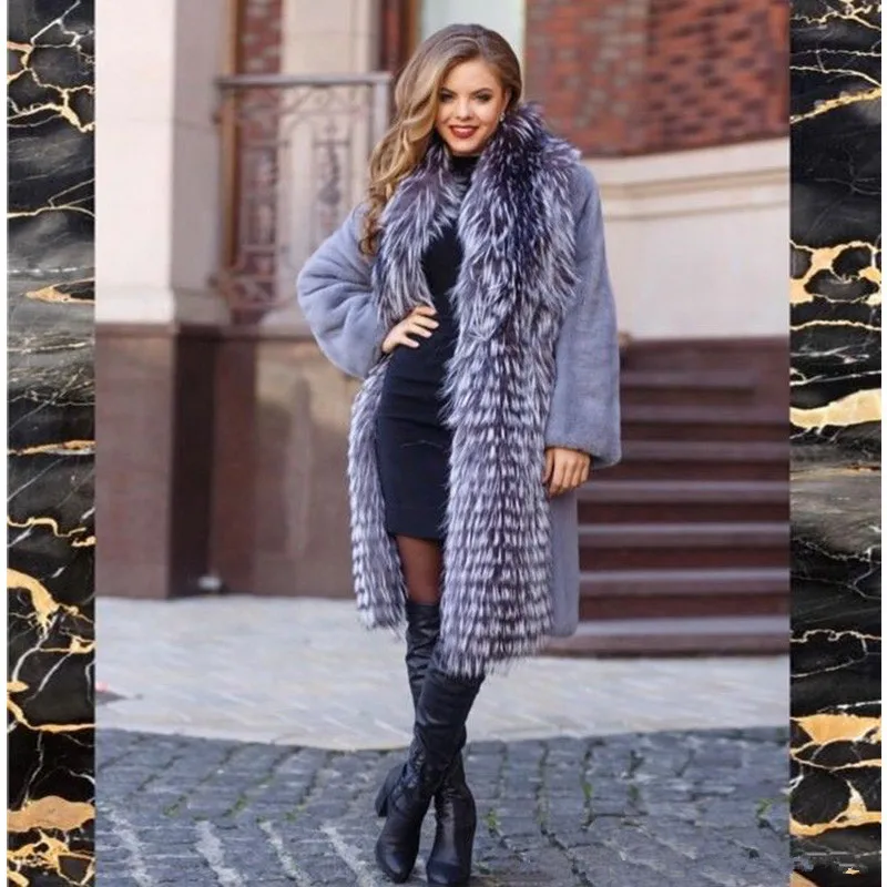 YOPFUR  New Natural Mink Casual Plus Size Genuine Real Fur Mink Jacket Women Warm WinterLuxury Mink Fur Coat With Fox Fur Collar