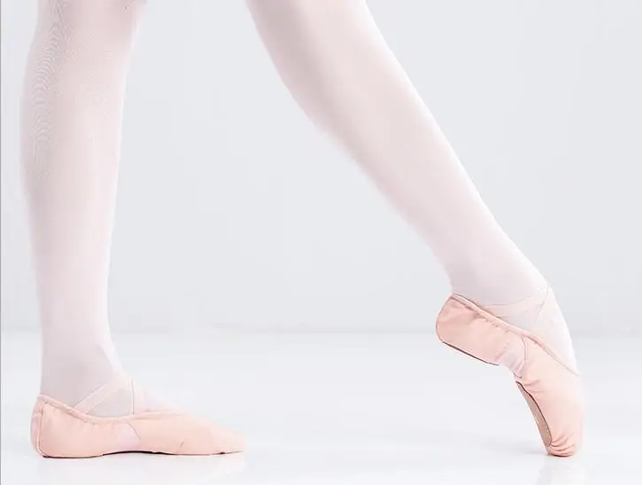 Neue rosa Kinder Wohnungen Tanzschuhe Kinder tanzen flache Segeltuchschuhe Satin Ballett Spitzenschuhe mit rosa schwarzen Zehenpolstern Größe 25-39