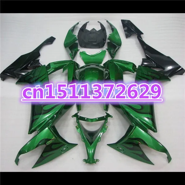 

NEW ABS Fairing For KAWASAKI ZX 10R 08-10 NINJA ZX-10R 08 09 10 black flame green ZX10R 2008 2009 2010 Fairings set-Dor D