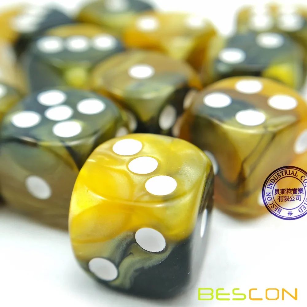 Bescon 12mm D6 Dice 36 in Cube, Assorted Gemini ROCK Colors, 12mm Six Sides Die (36) Block of Dice