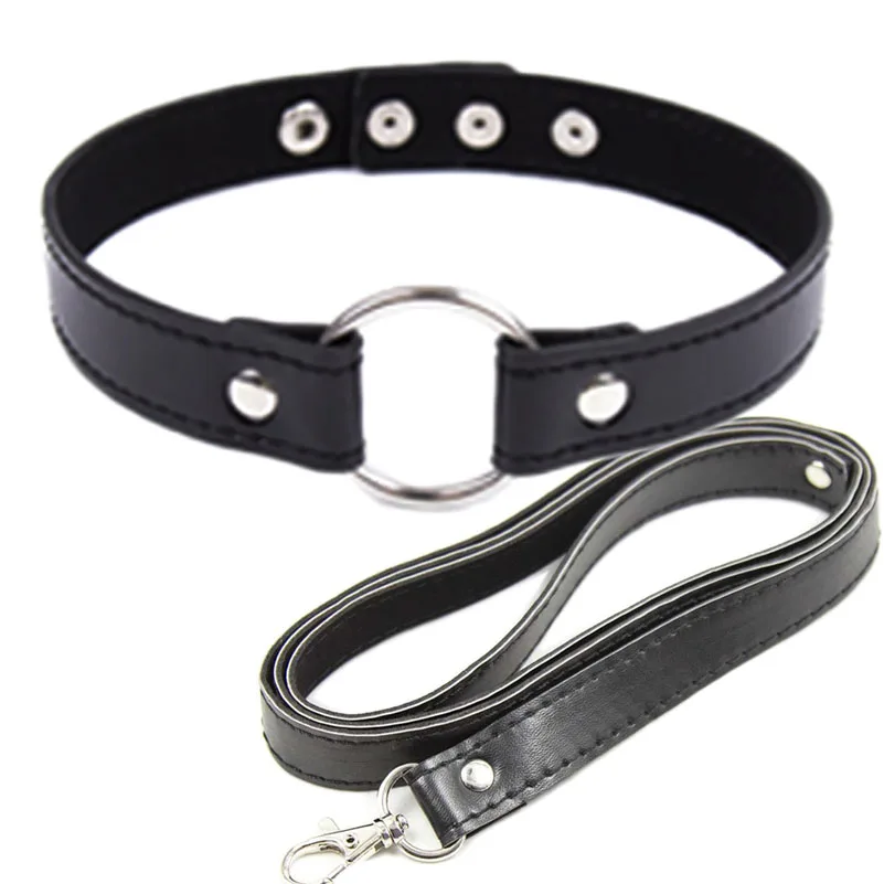 Candiway Leather Collar and Lead chain Bondage Boutique Adult Game BDSM Collars submission Sex Toys Pet Traction belt sex game