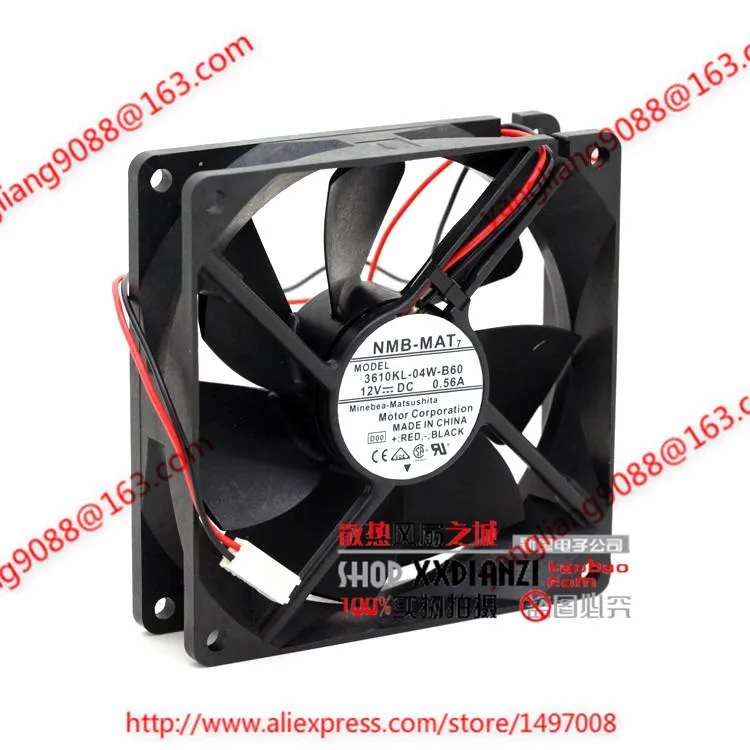 

NMB-MAT 3610KL-04W-B60 D00 DC 12V 0.56A 2-Wire 92x92x25mm Server Cooling Fan