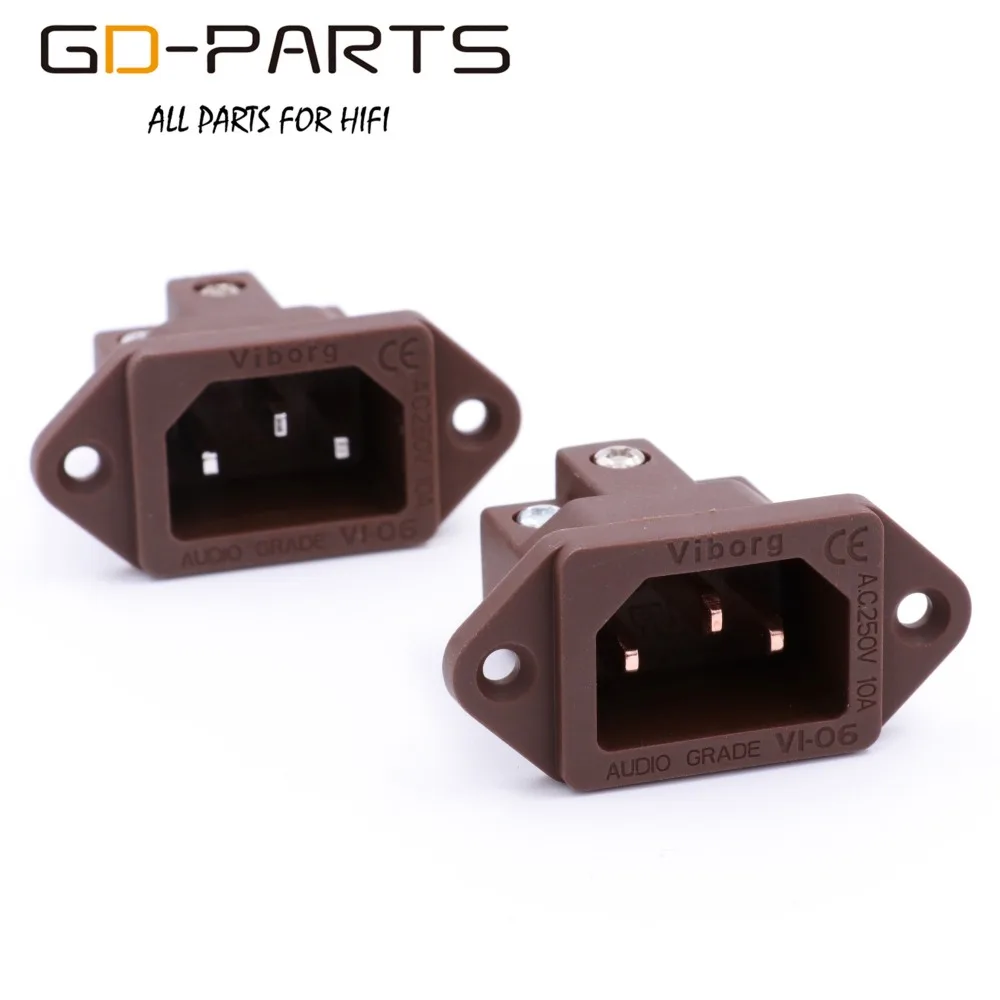 Viborg Pure Copper Mains AC Power Socket Plug Connector IEC320 C14 Power Cord Inlet Receptacle 24K Gold Rhodium