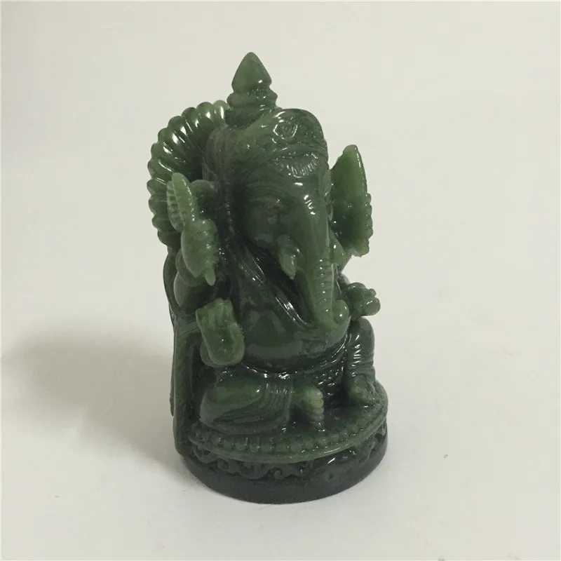 Ganesha Buddha Statue Elephant God Sculpture Ganesh Figurine Man-made Jade Stone Garden Home Decoration Accessories Statues