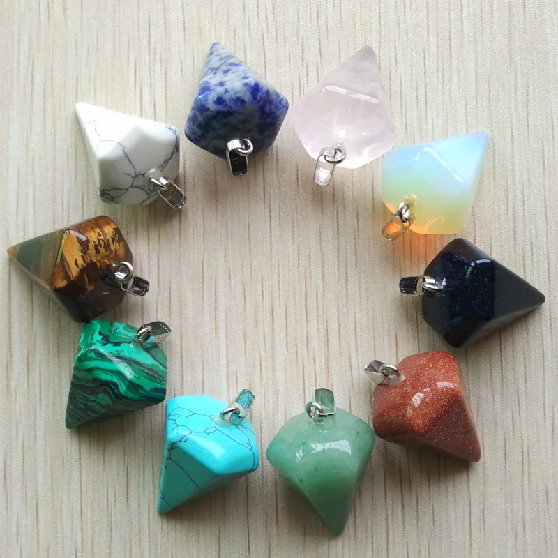 Wholesale 10pcs/lot  Fashion Assorted Natural Stone Pyramis Shape charms Pendants 25x30mm for  jewelry making  free shipping