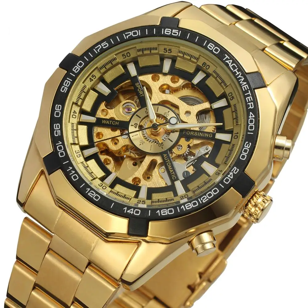 Winner  Brand Watch Luxury Skeleton Automatic Mechanical Watch Gold Antique Men's Commercial Wrist Watch