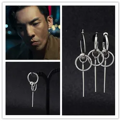Original design trendy men's earrings stainless steel earrings earrings long beaded fine earrings without pierced spring clips