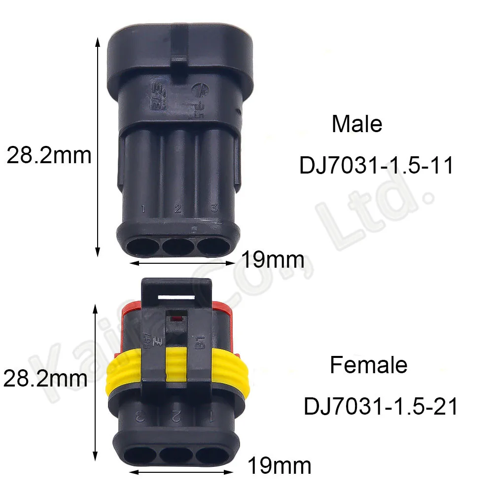5 sets Kit 1P 2P 3P 4P 5P 6P AMP 1.5 male and female Plug Automotive waterproof connectors Xenon lamp lamp connector for car