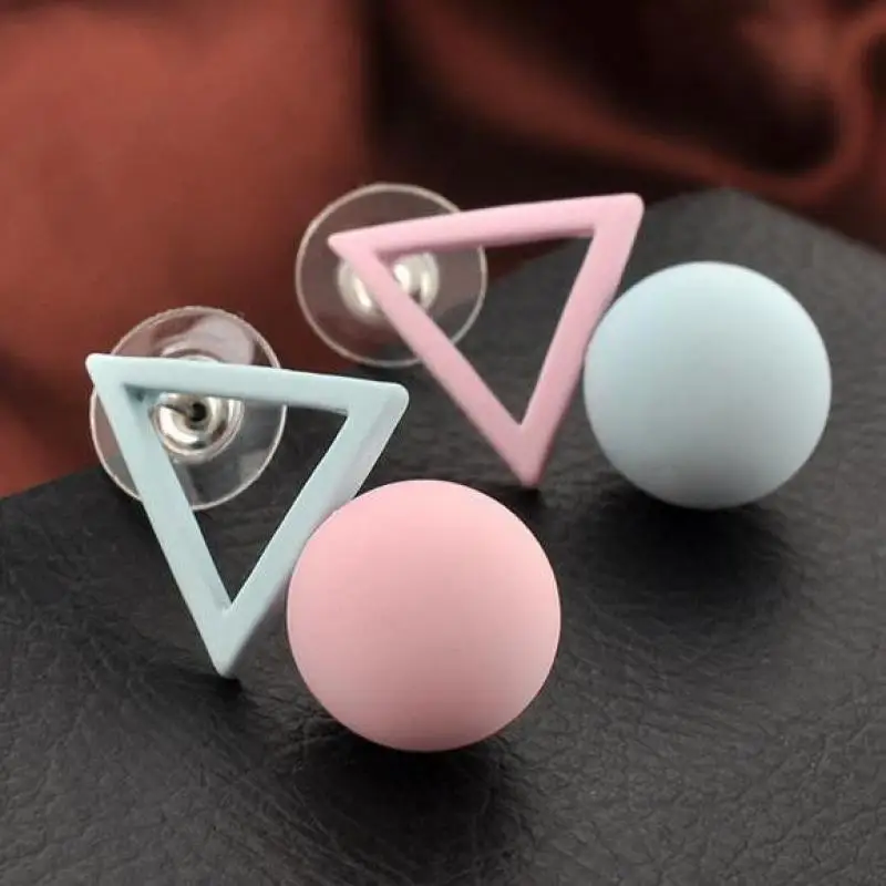 Asymmetry Fashion 1 Pair Triangle Different Candy Color Women\'s Earrings Korean Style Earrings Jewelry Crystal Earrings Brincos