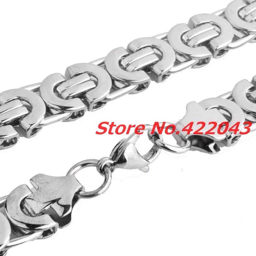 6/8/11mm Silver color  Polished Tone Flat Byzantine Necklace  Mens Stainless Steel Chain Wholesale Price Jewelry