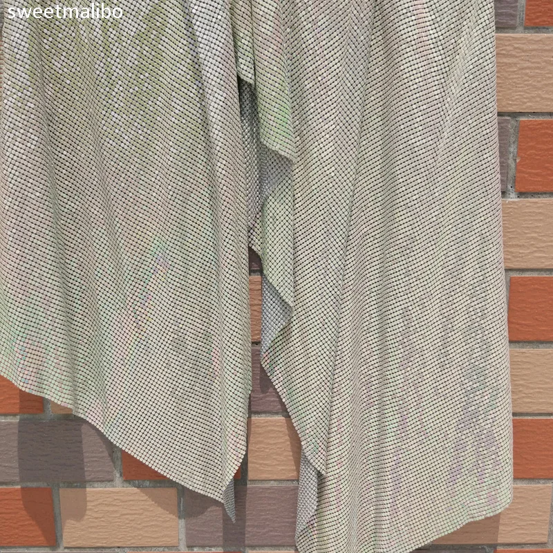 45*30CM White Iridescent Metal Mesh Fabric Metallic Cloth Sequin Sequined DIY Doll Belt sewing cloth dress Decoration Curtain