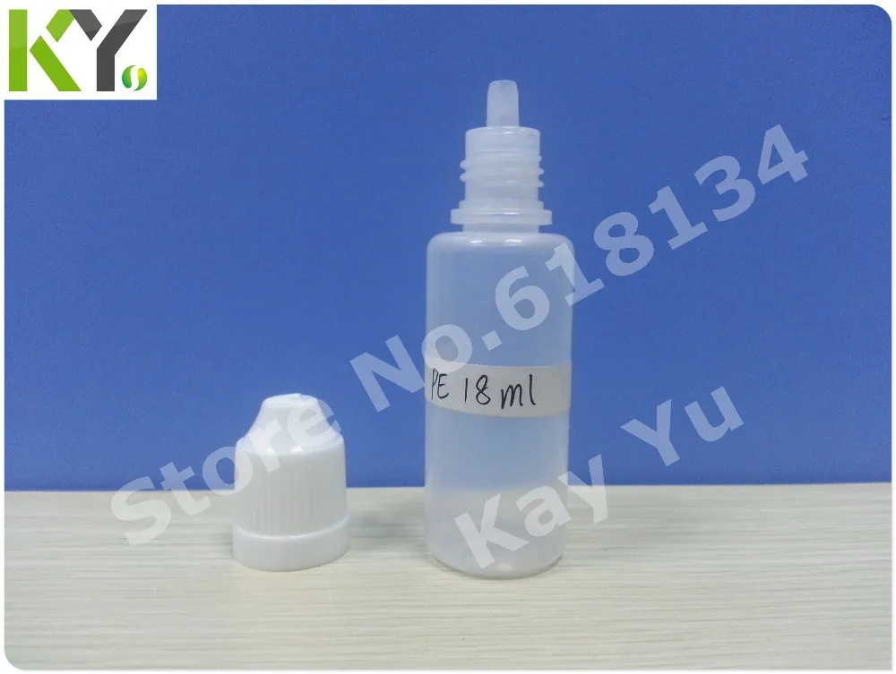 Wholesale Free shipping 18ml PE childproof cap plastic bottle  with normal tip for 2500pcs E-cigarette bottle