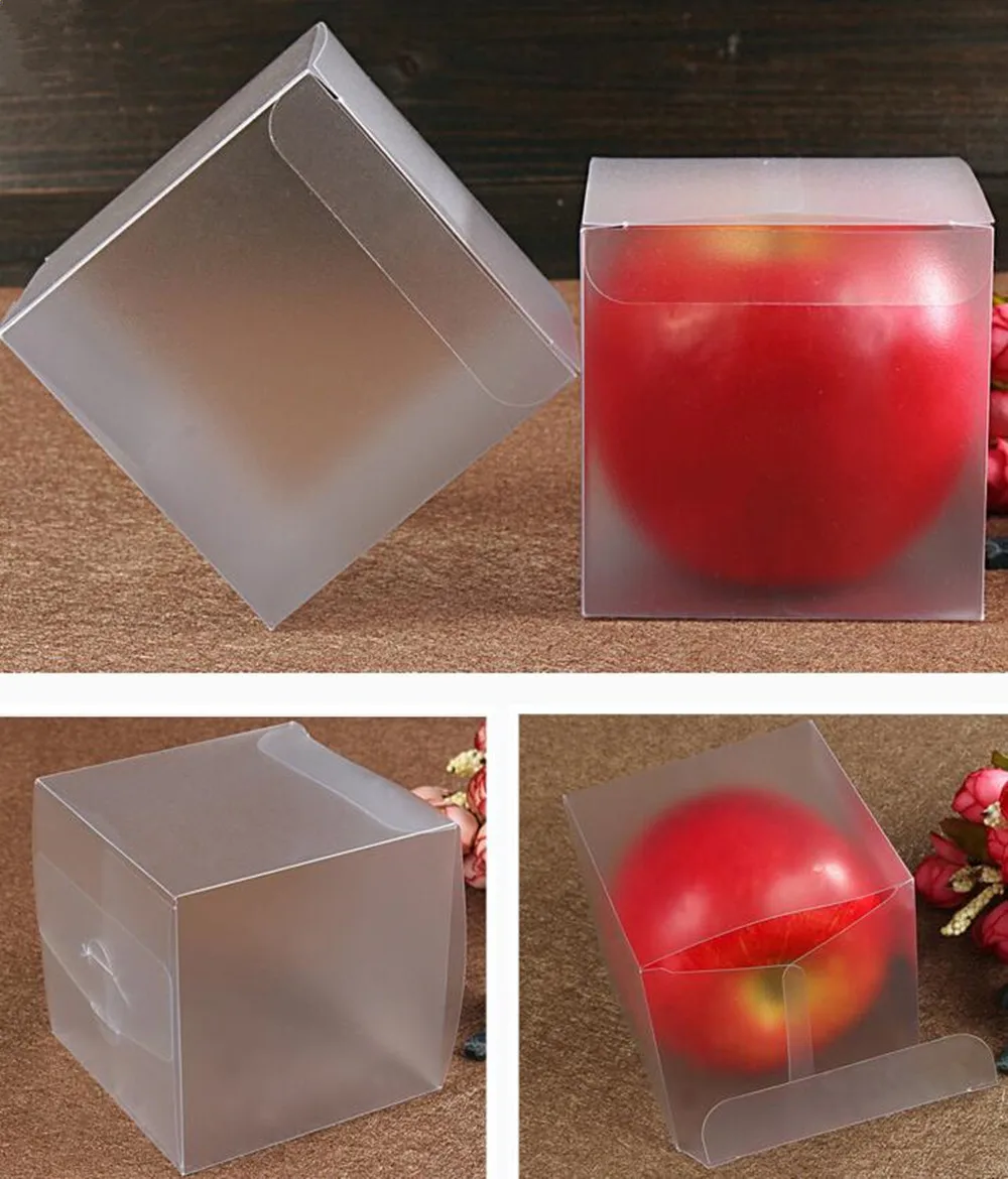 Wholesale 450Pcs/Lot Matte Clear Plastic Square PVC Gift Packaging Box Favor Jewellery Display Boxes Frosted Plastic Package Box