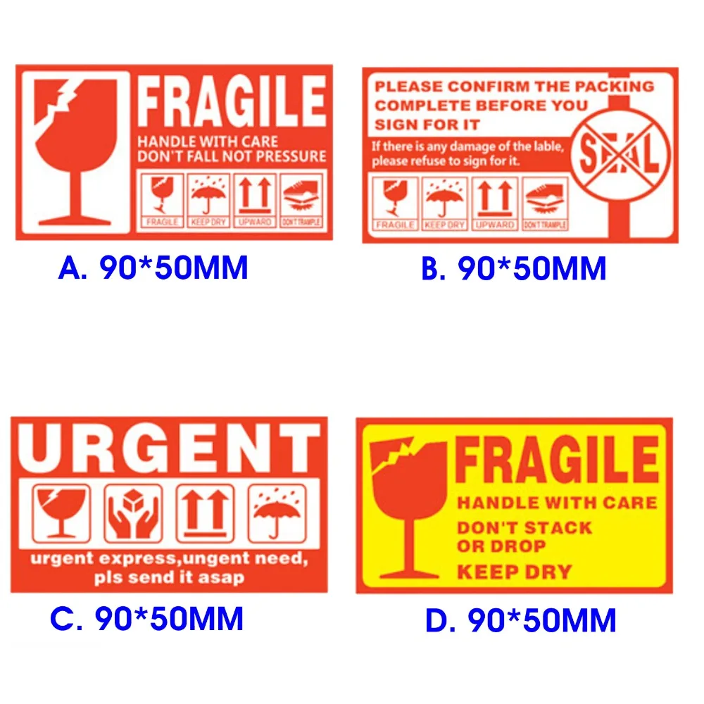 

108pcs 90*50MM handle with care keep dry shipping label in english fragile products stickers