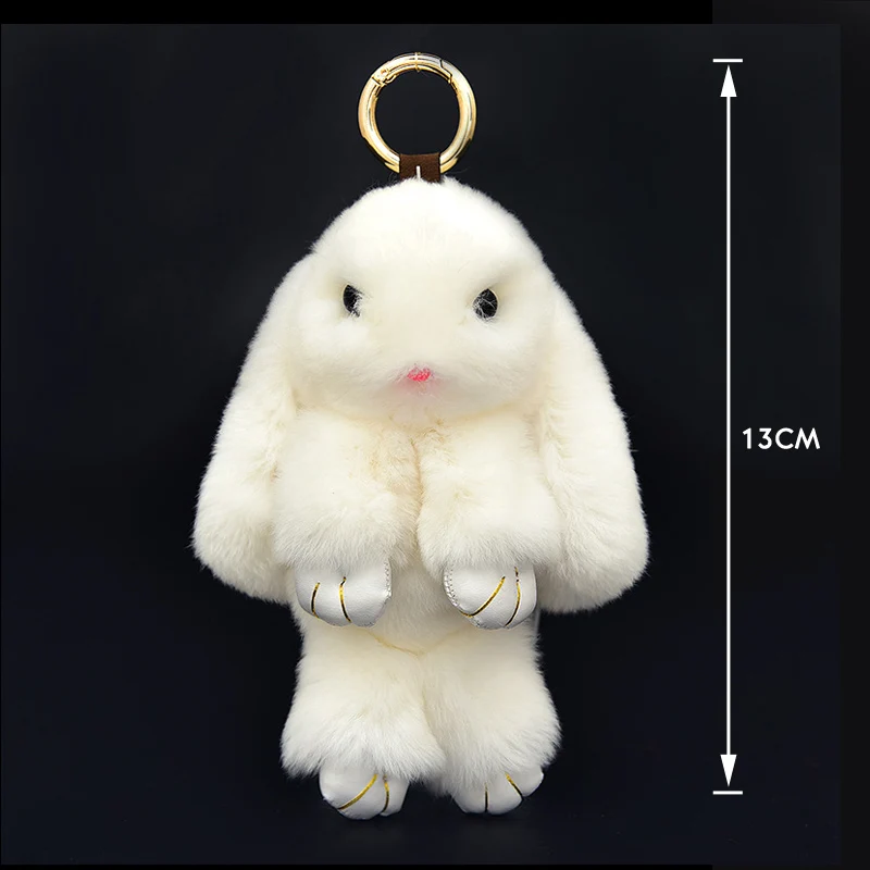 Cute Natural Rabbit Fur Pom Pom Bunny Key Chain Women Rabbits Keychain On Bag Car Trinket Doll Jewelry Party Toys Friends Gift