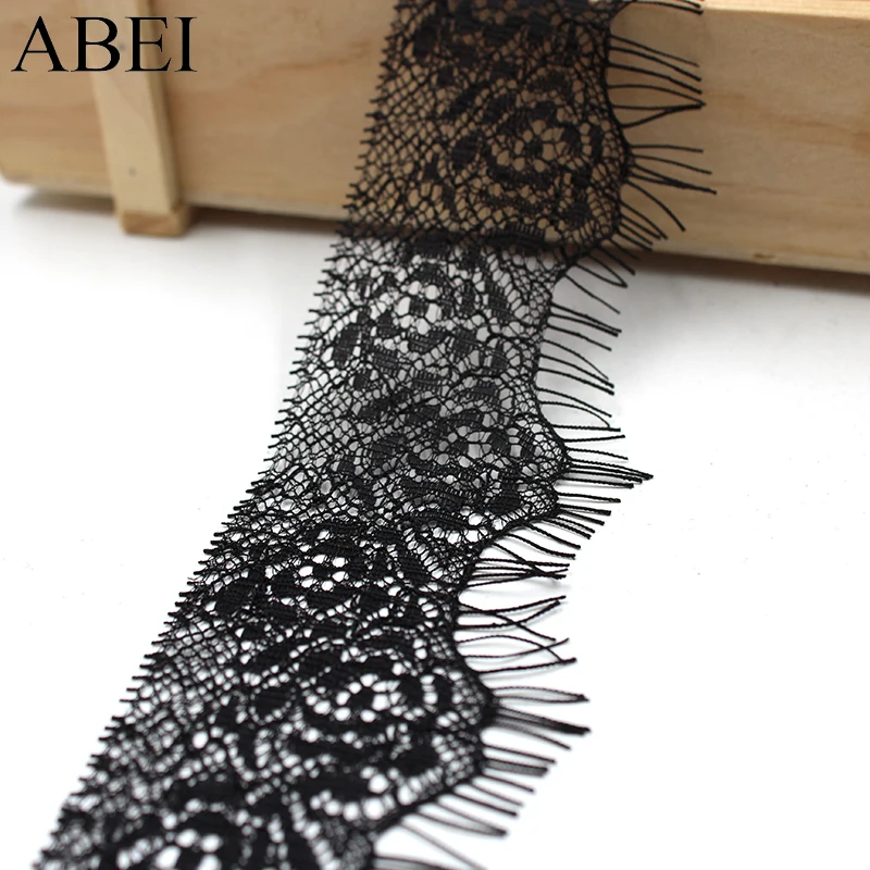 5cm Quality French Eyelash Lace Fabric Embroidery Black Lace Ribbon Trims DIY Wedding Party Dress 3 Meters Lace Supplier