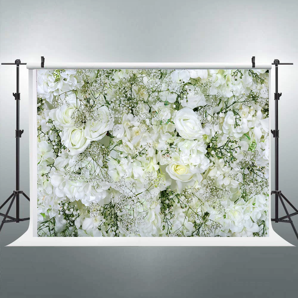 

White flower floral backdrop photography background wedding bridal baby shower photo studio props booth shoot newborn picture