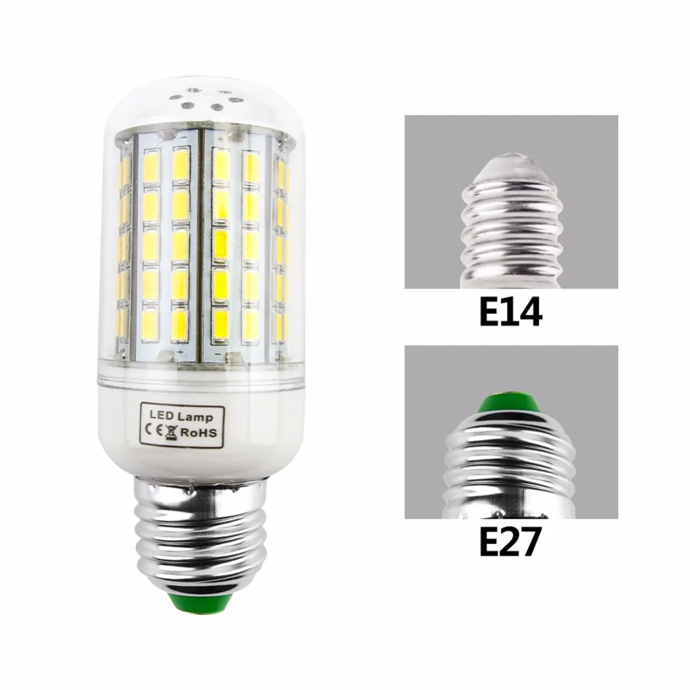 E27 lampa LED E14 żarówki Lampada SMD5730 220V żarówka kukurydza Bombillas 24 36 48 56 69 72LEDs świeca na żyrandol światła do dekoracji wnętrz