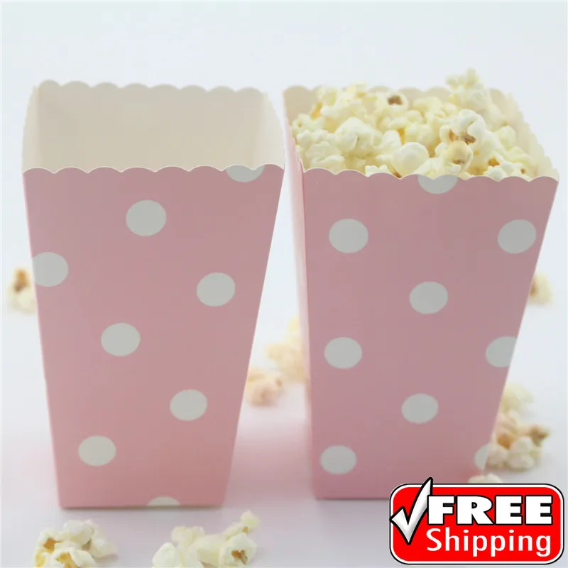 

36pcs Light Pink Popcorn Boxes Polka Dot-Wedding Baby Shower Birthday Party-Mini Candy Buffet Snack Paper Treat Gift Containers