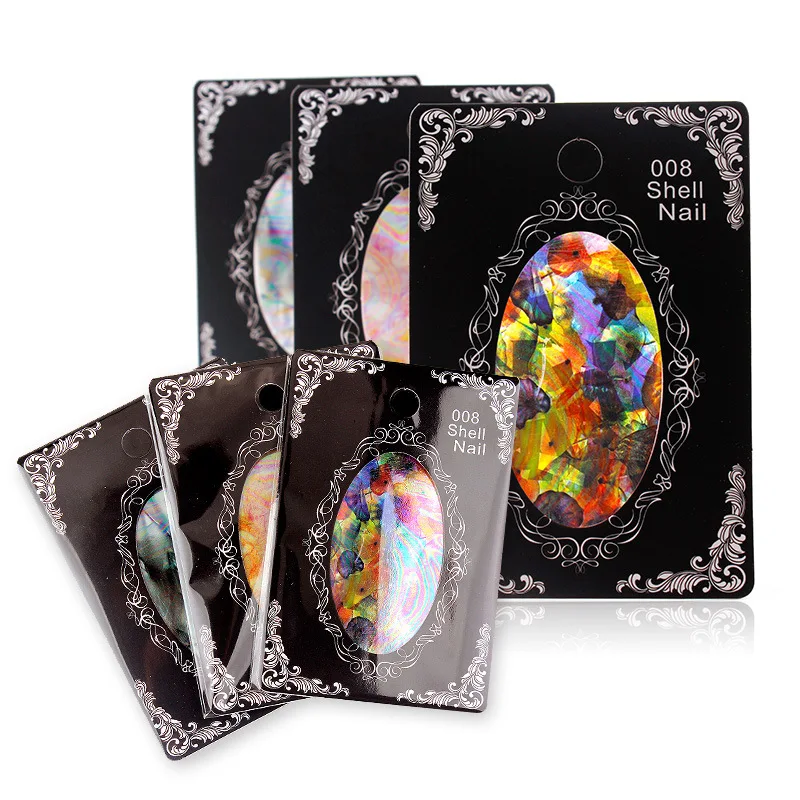 wholesale New Magic Nail Art Shell Wrap Sky Toe Sticker Super Irregular Glass Foil Shell Nail Decals 100packs/lot free shipping