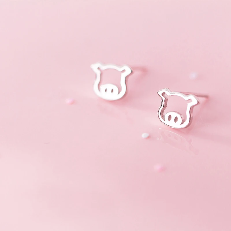 MloveAcc 100% 925 Sterling Silver Lovely Little Pig Stud Earrings for Women Sterling Silver Jewelry