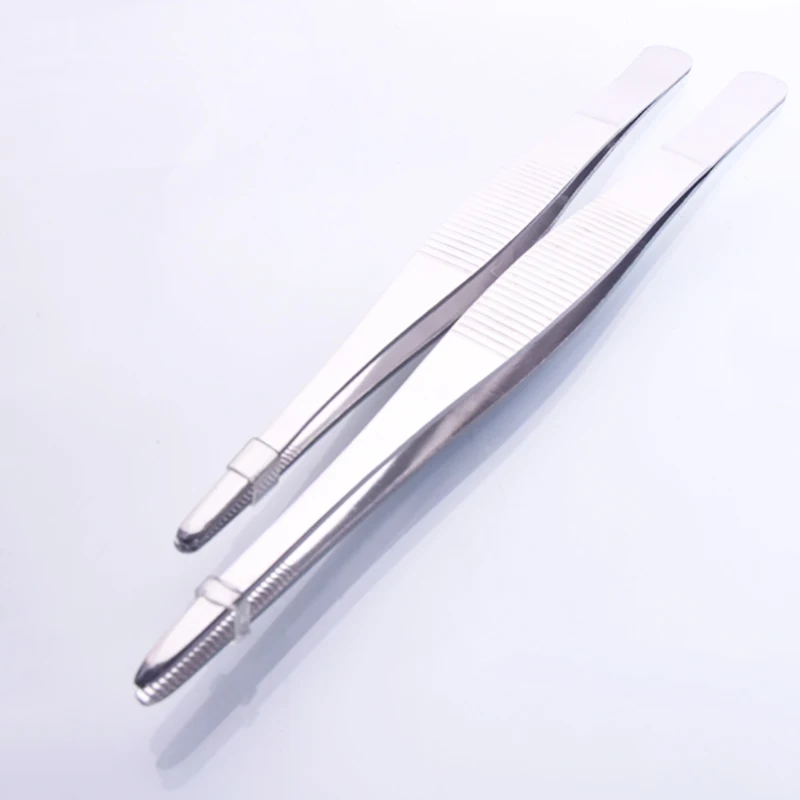 

5pcs Stainless steel tweezers,Length 12.5cm/14cm/16cm/18cm/20cm/25cm/30cm,No hook tweezers,Flat tweezers,Dressing tweezers