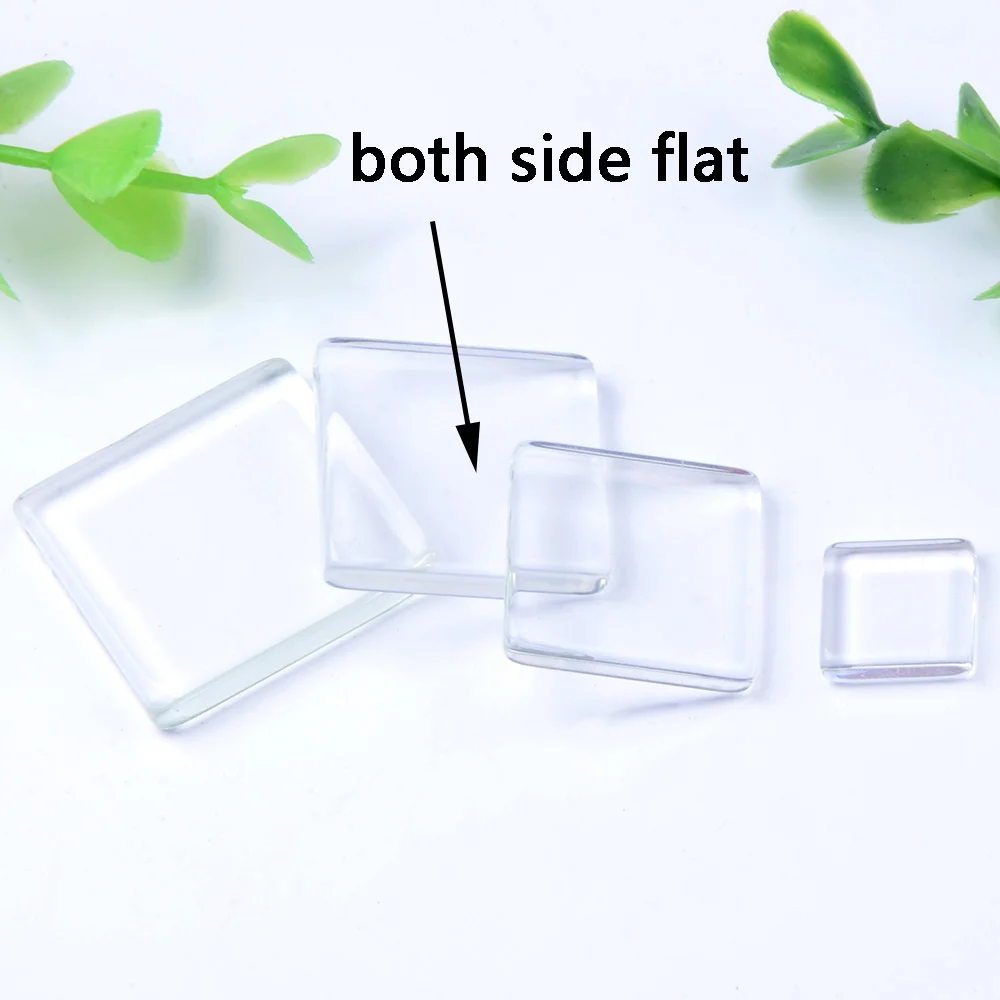 12mm 20mm 22mm 25mm Transparent Both Side Flat Square Glass Cabochons Clear Magnifying For Fashion DIY Jewelry Making