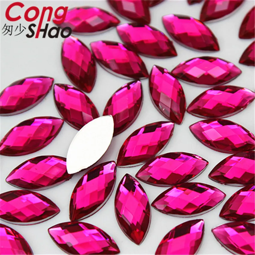 Cong Shao 300PCS 7*15mm Colorful Horse Eye Flatback Acrylic Rhinestone Trim Stones And Crystals DIY Decoration Accessories CS686