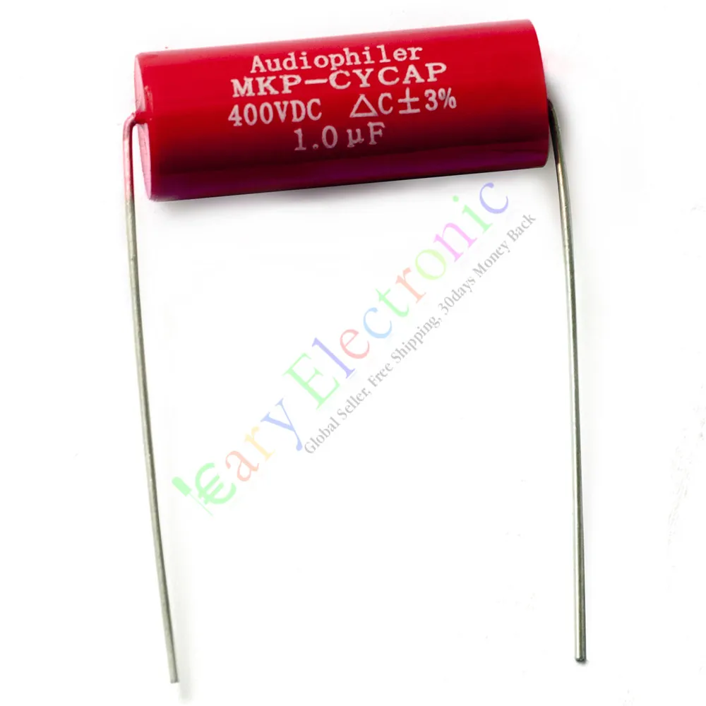 Wholesale and retail 50pc MKP 400V 1uf Red long copper leads Axial Electrolytic Capacitor audio amp free shipping