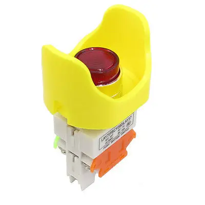 DC 24V Red Lamp Light DPST Momentary Panel Mount Push Button Switch 660V 10A