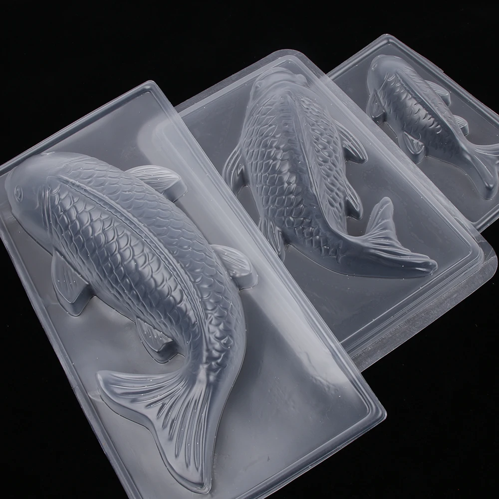 3D Koi Fish Shape Plastic Cake Chocolate Jelly Mould Mold DIY Molds Large Medium And Small Sizes Baking Tools Decorations