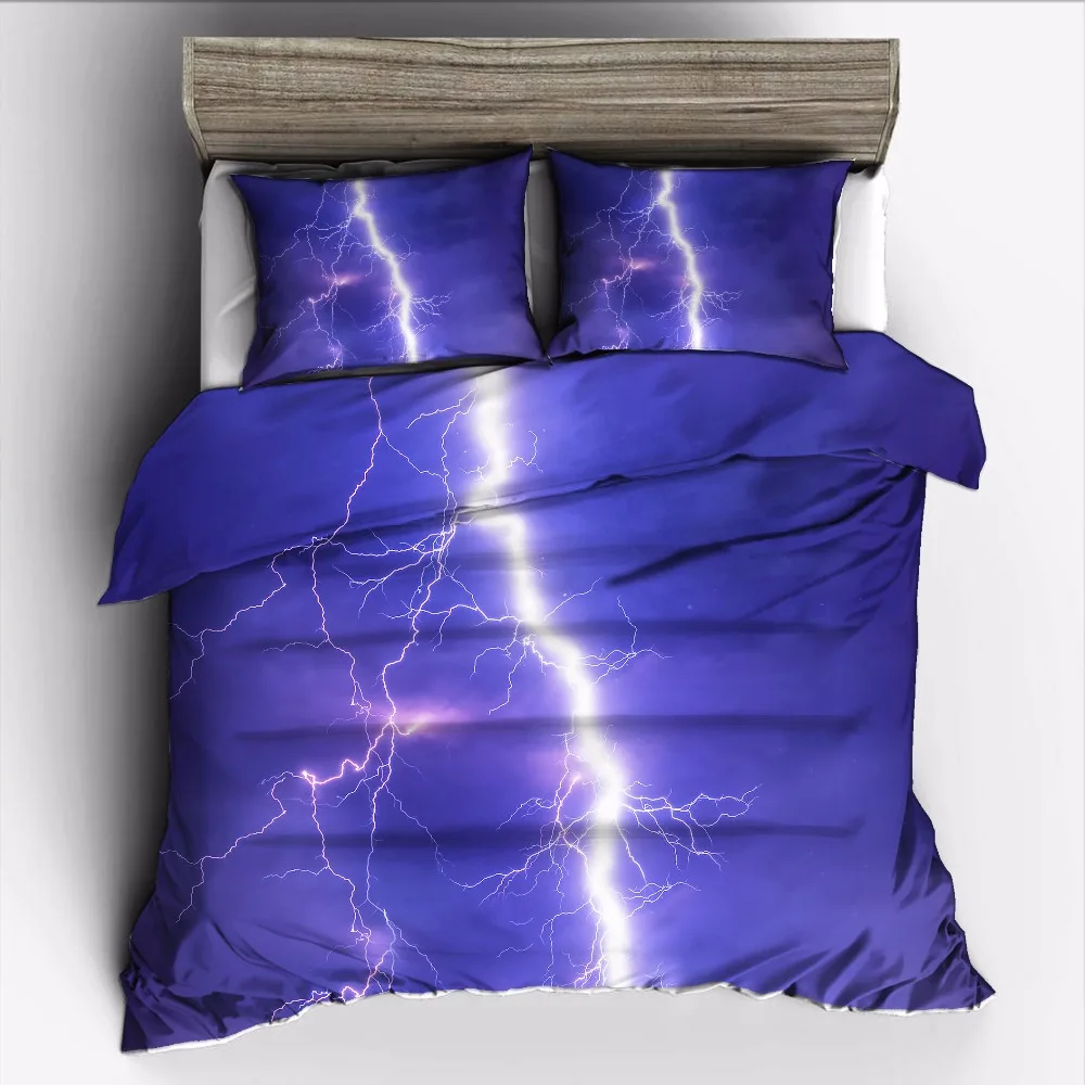 AHSNME Earth-shattering white lightning Bedding Set High-definition Print Quilt Cover for US AU EU Size market jogo de cama