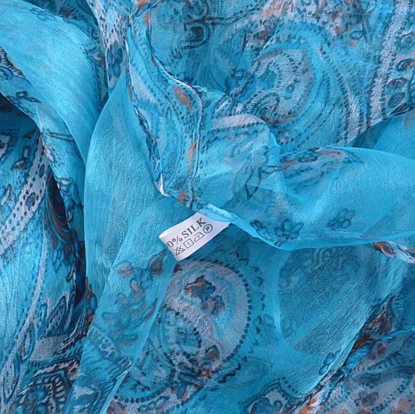 Light Blue Silk Scarves Printed 2016 New Design Fashion Accessories 100% Pure Silk Long Scarves 170*110cm Long Paisley Scarves