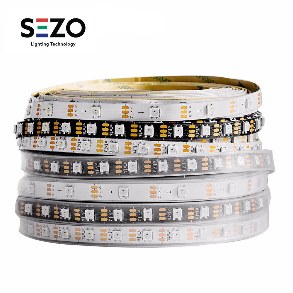 1m/2m/5m WS2812B Pixel Led Strip Tape 30/60/100/144 leds/m RGB TV Light Individually Addressable Black/White WS2812ECO IC DC5V