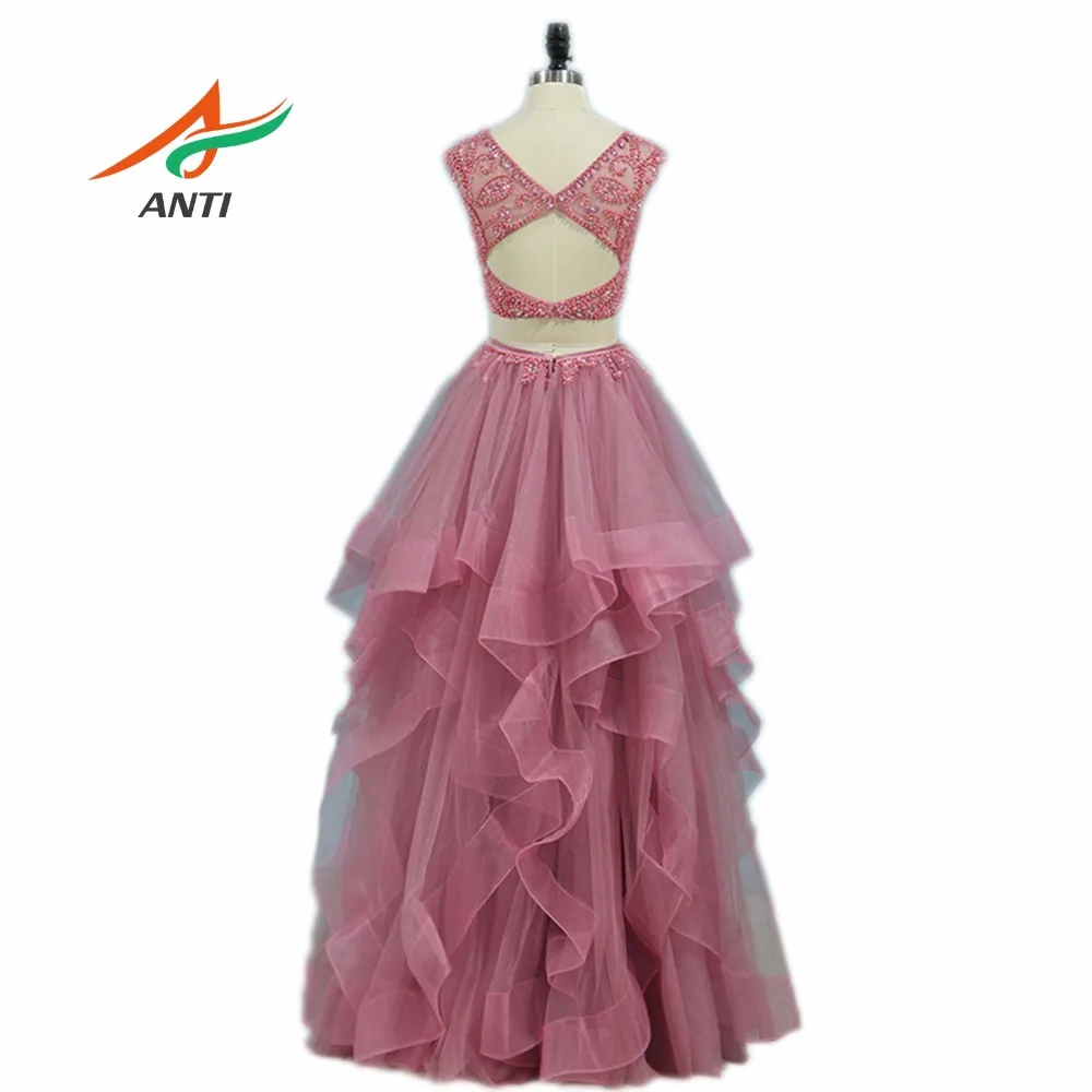 ANTI คุณภาพสูง A - Line Dresses 2019 2 ชิ้นแยก Full beading Vestidos De Festa เซ็กซี่ Party Gowns อย่างเป็นทางการ Custom Made