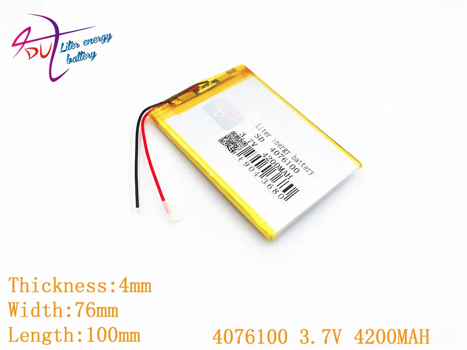 Liter energy battery 1PCS/Lot 3.7V tablet battery 0476100 4076100 4200MAH 4075100 mobile power Tablet PC DIY