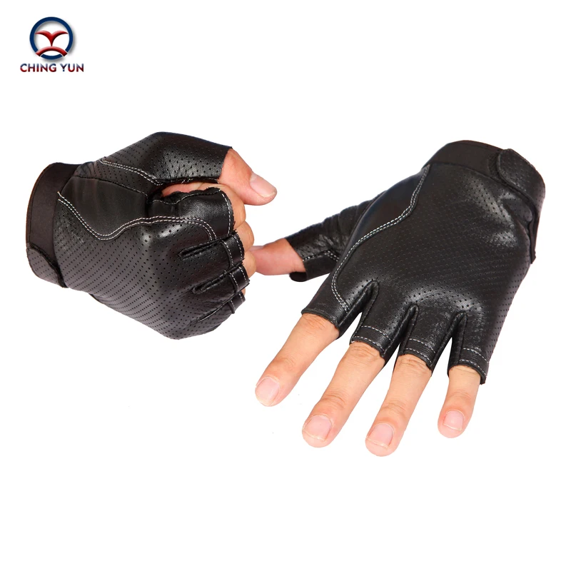 

CHING YUN 2019 Man High Quality PU Gloves Fingerless Tactical Male Semi-finger Protective Ride Non-slip Mitts Imitation leather