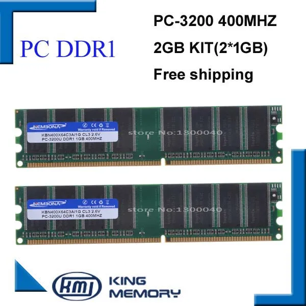 KEMBONA best price Desktop ddr1 400Mhz 2GB(kit of 2x1gb ddr1)PC-3200 KBA400X64C3A/1G ram low density for All Motherboard Desktop