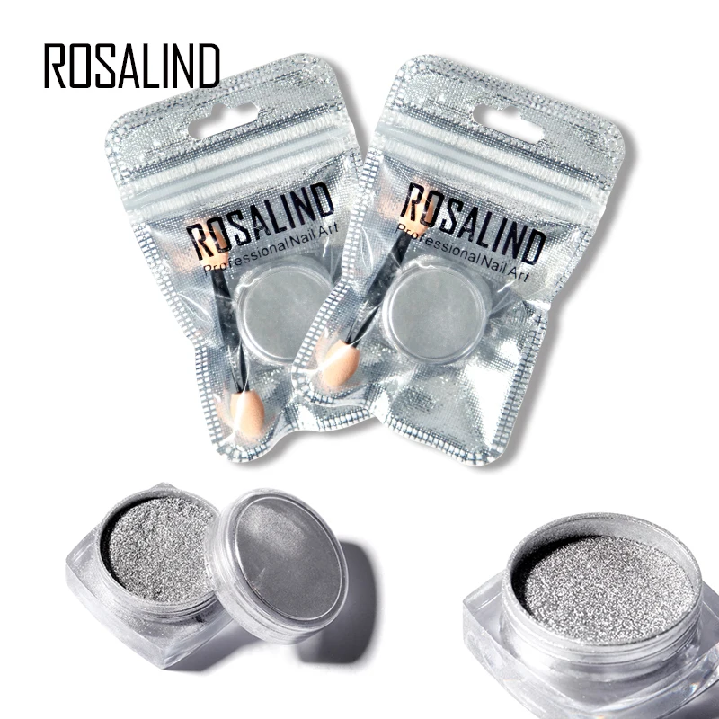 

ROSALIND Silver Nail Gel Polish Chrome Pigment Decoration Nail Glitter Aluminum Flakes Magic Mirror Effect Powders Sequins