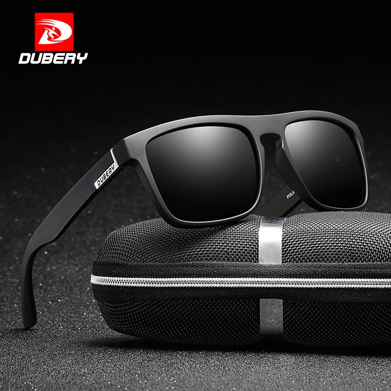 

DUBERY Polarized Sunglasses For Men Driving Fashion Brand Desinger Sun Glasses For Men Women Square Mirror 2017 Zipper Box