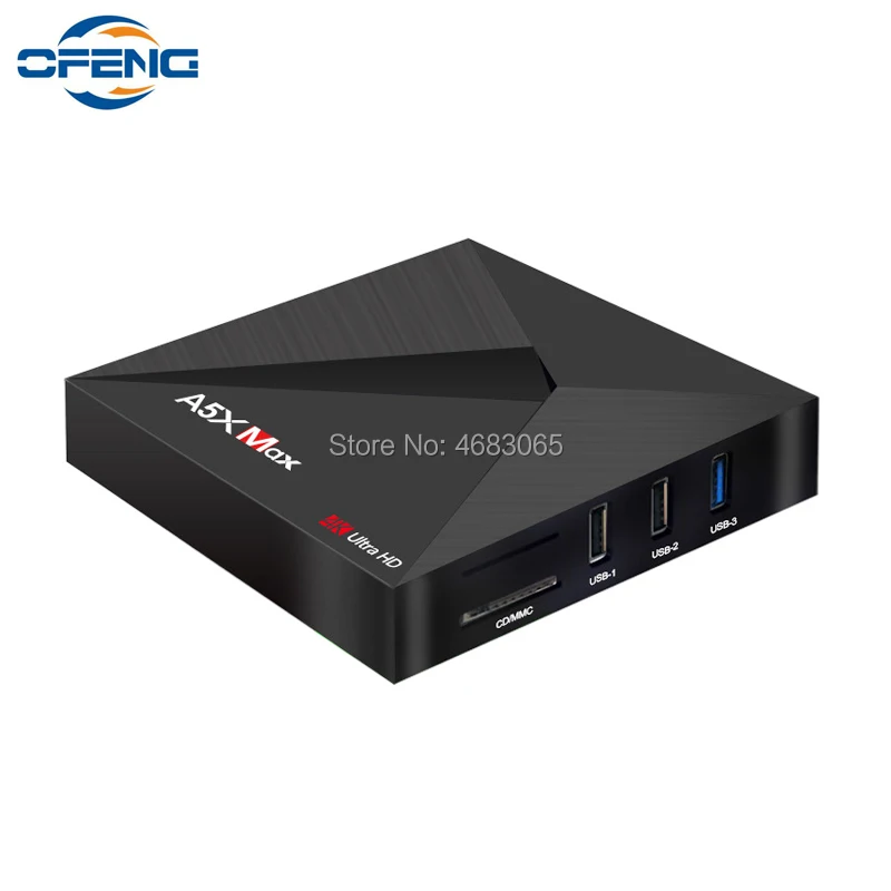 	 A5X Max-RK3318 Rockchip TV Box Android 9.0 4GB, 32GB 2.4G, WiFi, 1000M LAN HD2.0, USB 3.0, 4K, VP9 HDR10, HLG, Mediaspeler DIY