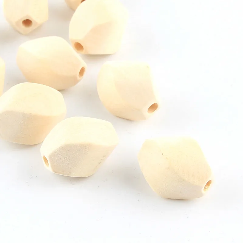 DIY 20Pcs 20x17mm Nature Wood Color Unfinished Geometric Wood Beads  for Jewelry Making